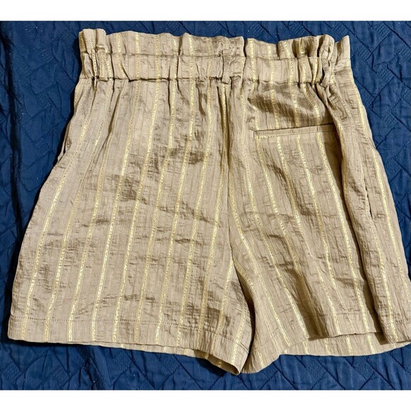 Zara High Rise Size Small Striped Paper Bag Waist Shorts Women's - Picture 8 of 8